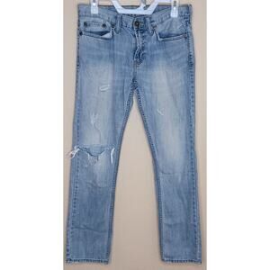 Bullhead Jeans Mens 30 x 30 Blue Straight Fit Distressed Ripped Light Wash Denim